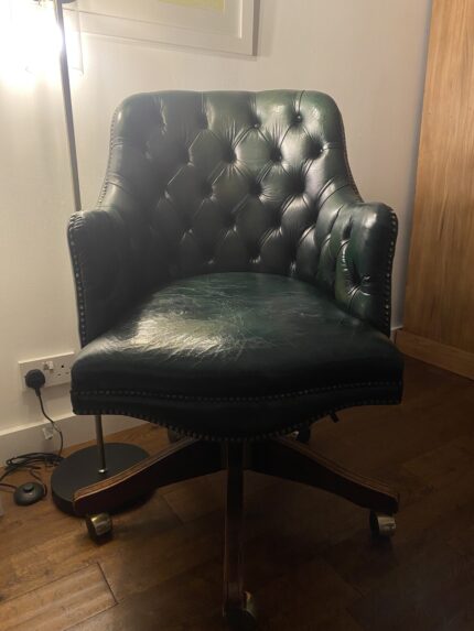 Classic Swivel Dark Green Leather Armchair